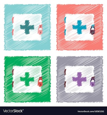 Collection of flat shading style icons first aid vector image