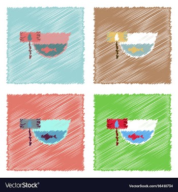 Collection of flat shading style icons fish in an vector image
