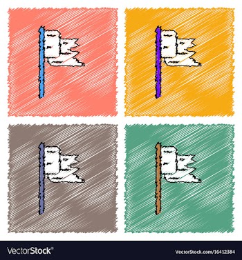 Collection of flat shading style icons flag vector image