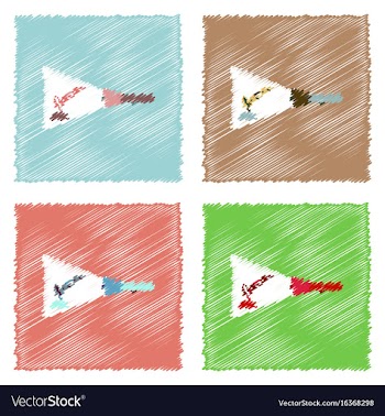 Collection of flat shading style icons flashlight vector image