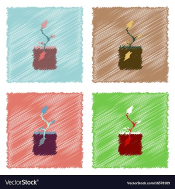 Collection of flat shading style icons flower buds vector image