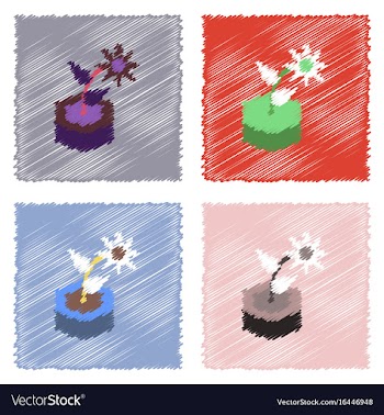 Collection of flat shading style icons flower in vector image