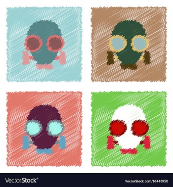 Collection of flat shading style icons gas mask vector image