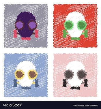 Collection of flat shading style icons gas mask vector image