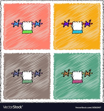 Collection of flat shading style icons hand vector image