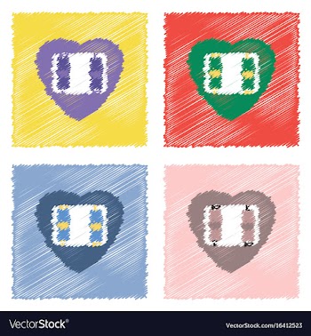 Collection of flat shading style icons heart icon vector image