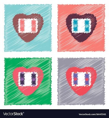 Collection of flat shading style icons heart icon vector image