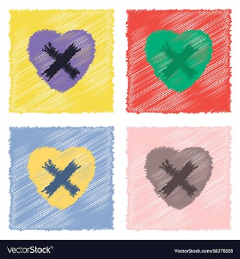 Collection of flat shading style icons heart vector image