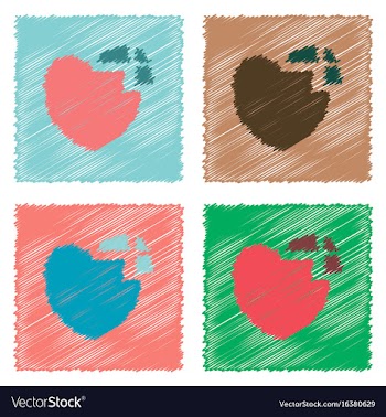 Collection of flat shading style icons heart vector image