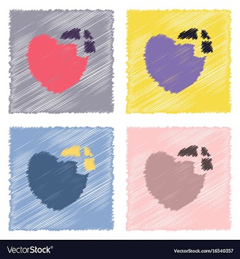 Collection of flat shading style icons heart vector image