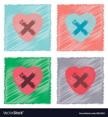 Collection of flat shading style icons heart vector image