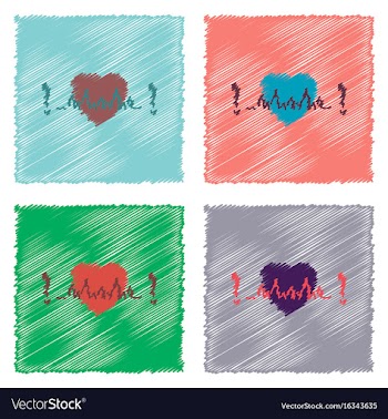 Collection of flat shading style icons heart with vector image