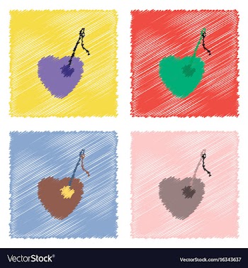 Collection of flat shading style icons heart with vector image
