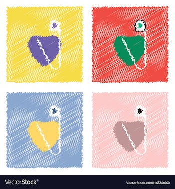 Collection of flat shading style icons heart with vector image