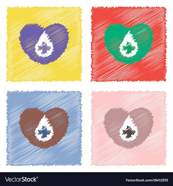 Collection of flat shading style icons heart with vector image