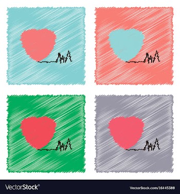 Collection of flat shading style icons heart with vector image