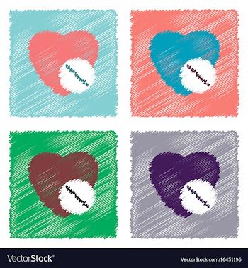 Collection of flat shading style icons heart with vector image