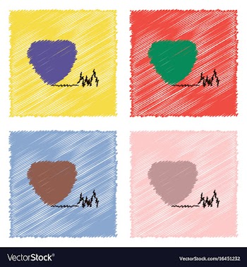 Collection of flat shading style icons heart with vector image