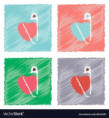 Collection of flat shading style icons heart with vector image