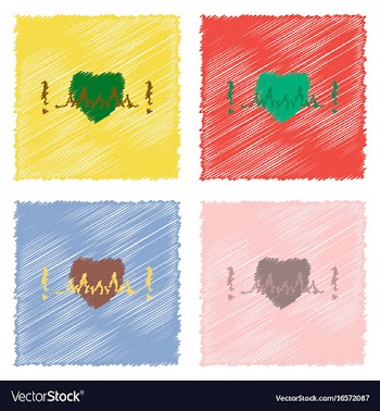 Collection of flat shading style icons heart with vector image