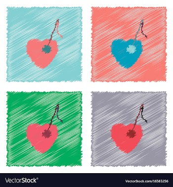 Collection of flat shading style icons heart with vector image
