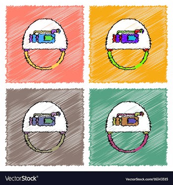 Collection of flat shading style icons helmet vector image