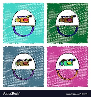 Collection of flat shading style icons helmet vector image
