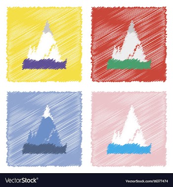 Collection of flat shading style icons iceberg vector image