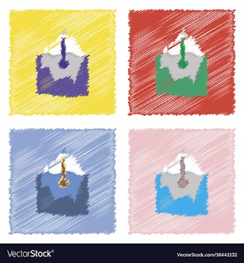 Collection of flat shading style icons iceberg vector image