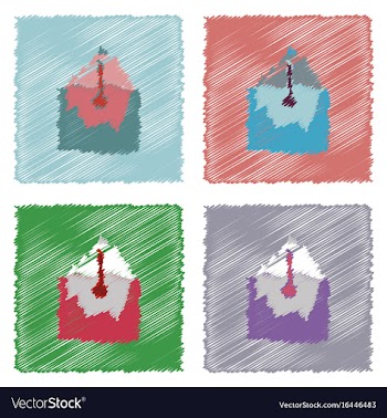 Collection of flat shading style icons iceberg vector image
