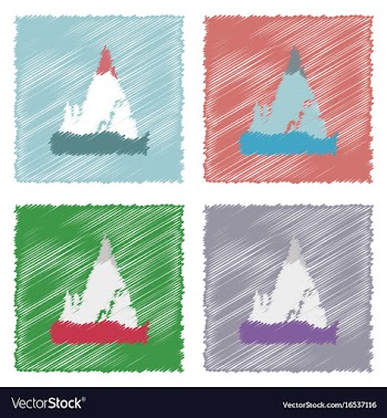 Collection of flat shading style icons iceberg vector image