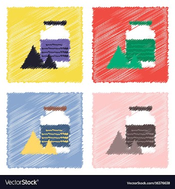 Collection of flat shading style icons jar and vector image
