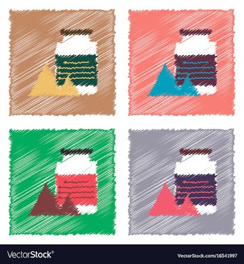 Collection of flat shading style icons jar and vector image