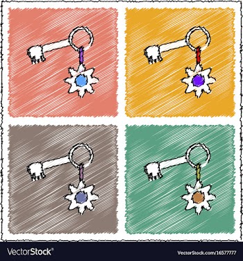 Collection of flat shading style icons key and vector image