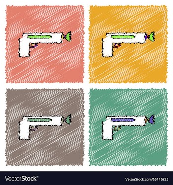 Collection of flat shading style icons kids gun vector image