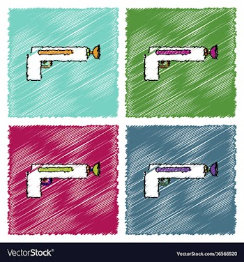 Collection of flat shading style icons kids gun vector image