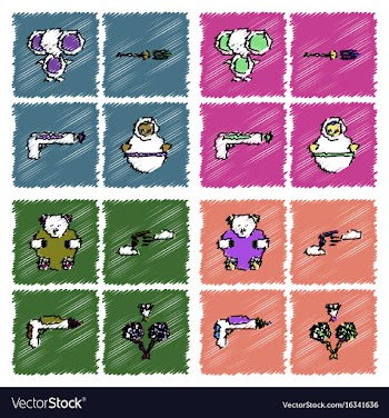 Collection of flat shading style icons kids toys vector image