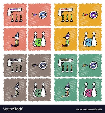 Collection of flat shading style icons kids toys vector image