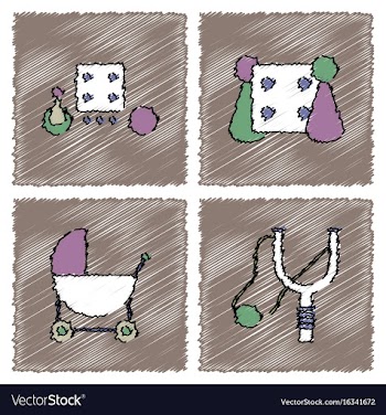 Collection of flat shading style icons kids toys vector image