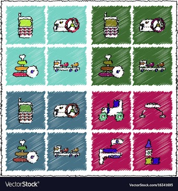 Collection of flat shading style icons kids toys vector image