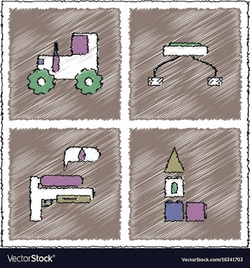 Collection of flat shading style icons kids toys vector image