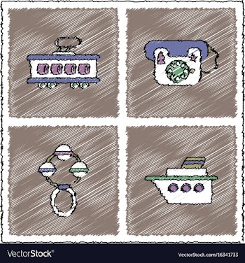 Collection of flat shading style icons kids toys vector image