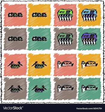 Collection of flat shading style icons kids toys vector image