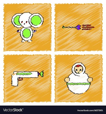 Collection of flat shading style icons kids toys vector image