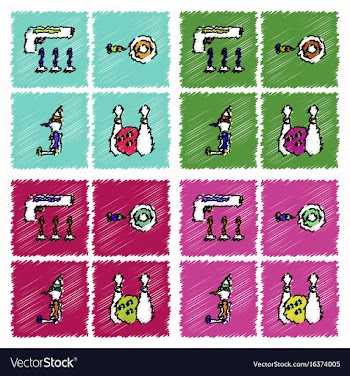 Collection of flat shading style icons kids toys vector image