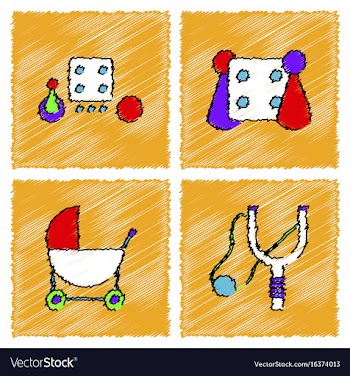 Collection of flat shading style icons kids toys vector image