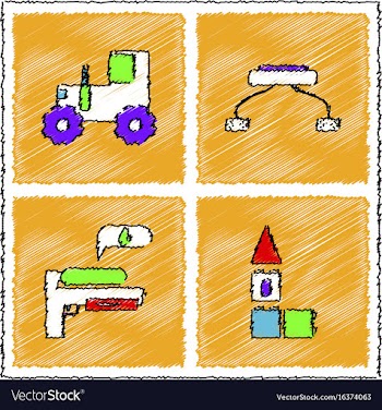 Collection of flat shading style icons kids toys vector image