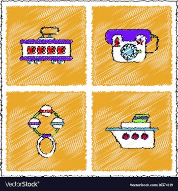 Collection of flat shading style icons kids toys vector image