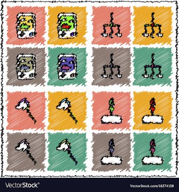 Collection of flat shading style icons kids toys vector image