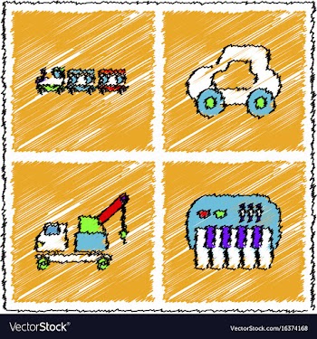 Collection of flat shading style icons kids toys vector image